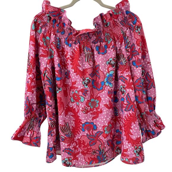 Tuckernuck Pink and Red Floral Off-Shoulder Blouse - Picture 10 of 10